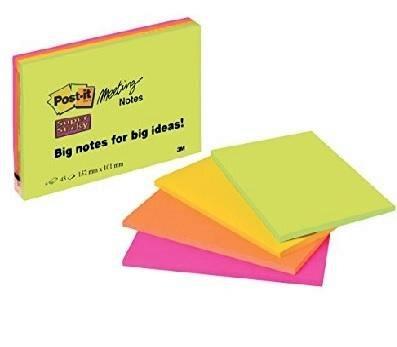 NOTAS ADHESIVAS EXTRA-GRANDES COLORES NEON 4 BLOCS X 45 HOJAS