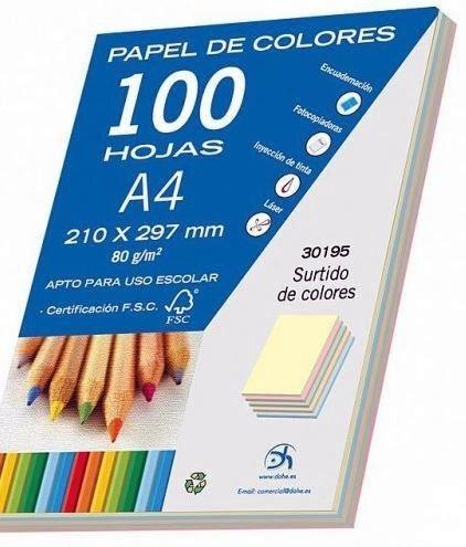Papel A4 colores surtidos 100 h