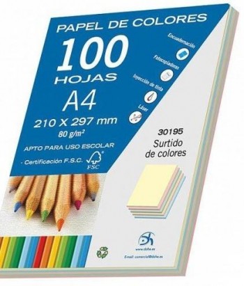 Papel A4 colores surtidos 100 h