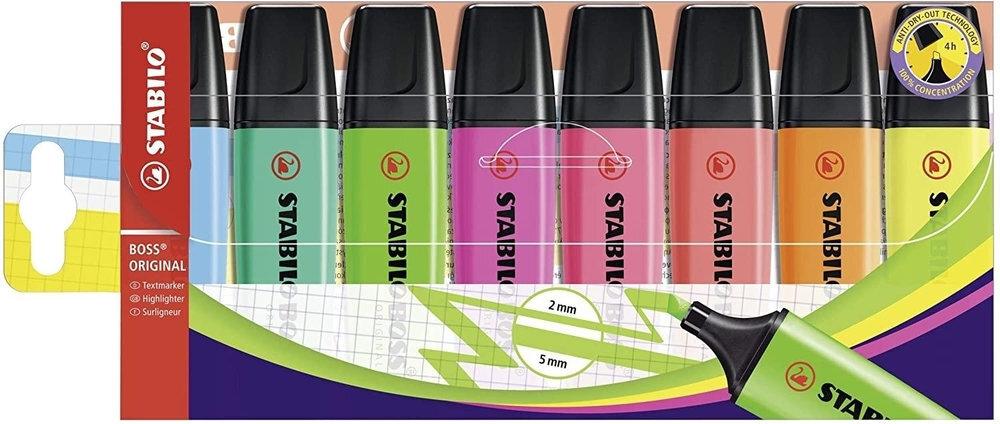 ROTULADOR FLUORESCENTE STABILO BOSS SET DE 8 UNIDADES