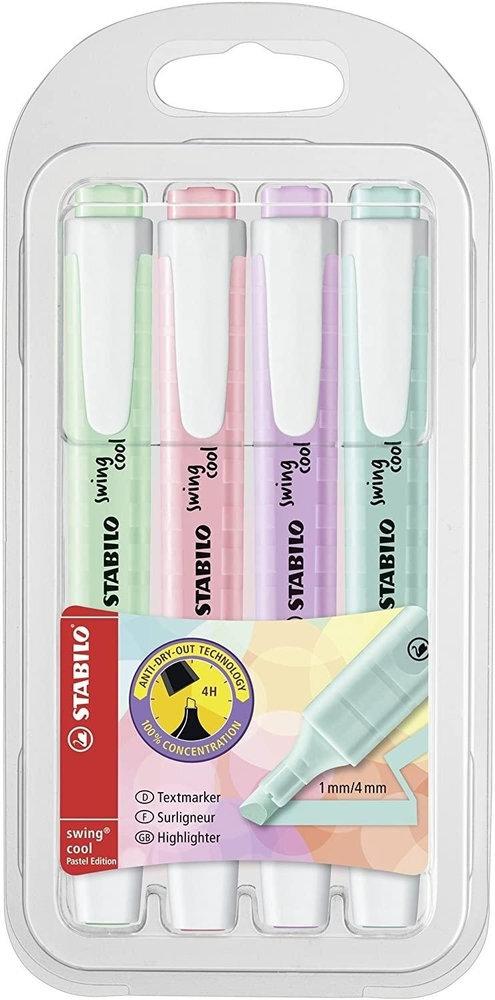ROTULADRO FLUORESCENTE STABILO SWING COOL PASTEL ESTUCHE DE 4 UNIDADES
