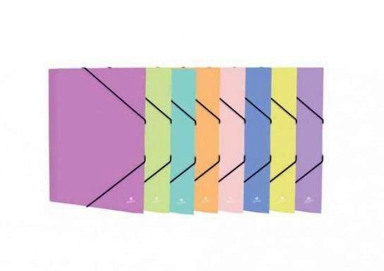 CARPETA DE GOMAS FORRADA MONOCOLOR PASTEL CON SOLAPAS