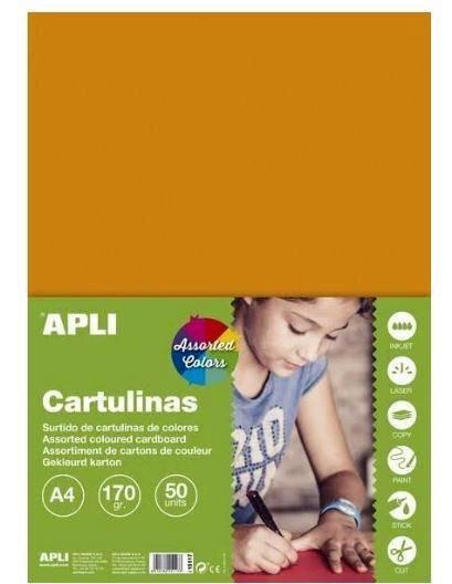 CARTULINA 170G A-4 50H COLORES SURTIDOS INTENSOS APLI