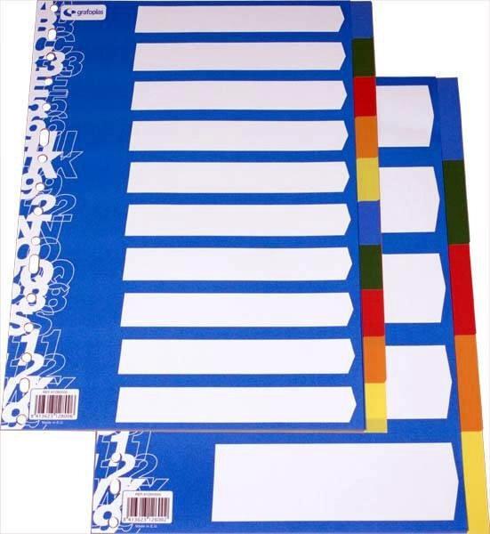 SEPARADOR GRAFOPLAS EN POLIPROPILENO MULTITALADRO COLORES