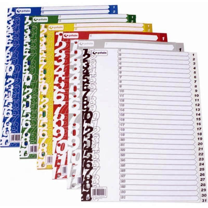 SEPARADOR NUMERICO 1-31 FOLIO EN POLIPROPILENO