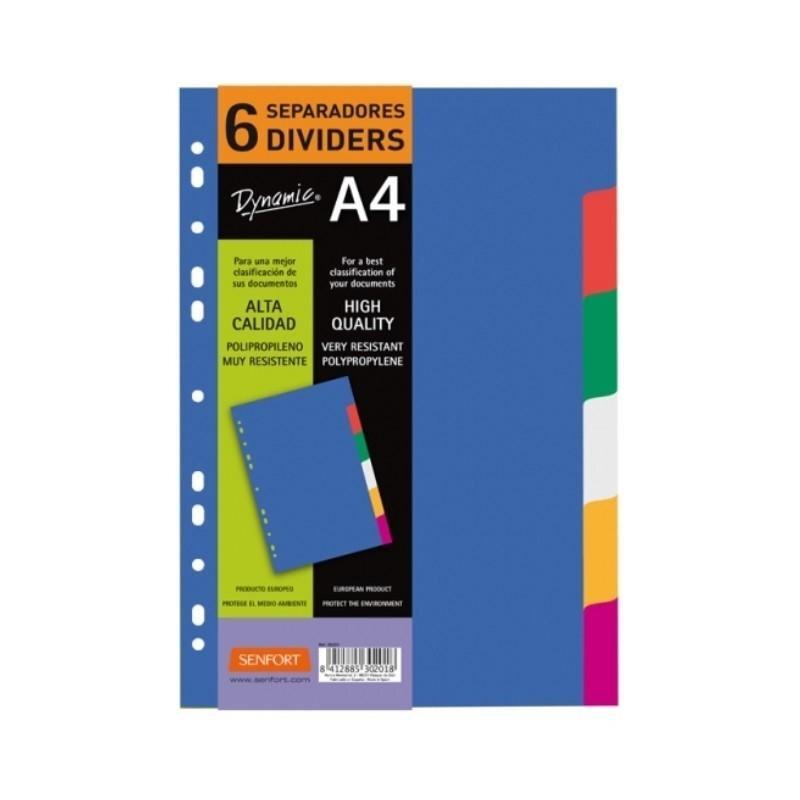 PACK 6 SEPARADORES A-4 PP RIGIDO DYNAMIC SENFORT