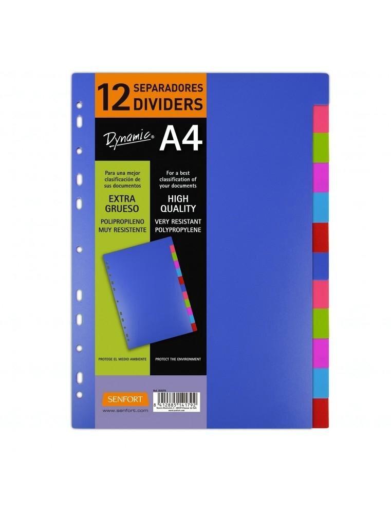 JUEGO 12 SEPARADORES A-4 PP RIGIDO DYNAMIC SENFORT