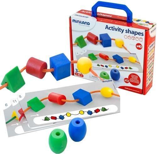 Formas ensartables, caja 40 ud + 5 cordones