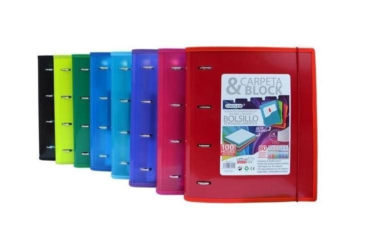CARPETA & BLOCK SUPRA 4 ANILLAS A-4 COLORES SURTIDOS