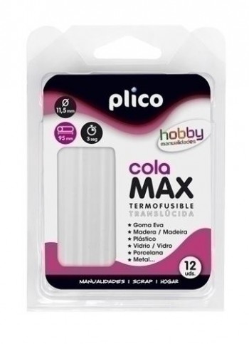 COLA TERMOFUSIBLE EN BARRA PLICO MAX BLISTER DE 12