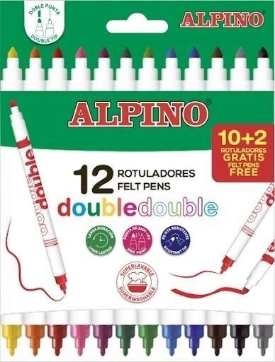 ESTUCHE 10 +2 ROTULADORES DOBLE PUNTA ALPINO