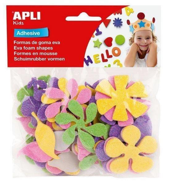 GOMA EVA APLI ADHESIVAS PURPURINA FLOR DE BOLSA 48 UD