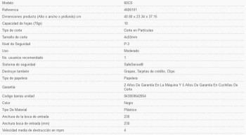 Destructora 60Cs Uso ocasional