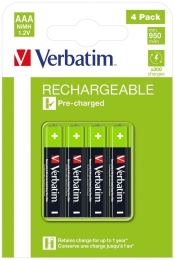 PILAS RECARGABLES VERBATIM  AAA LR03 1000MNH PACK 4 UNIDADES