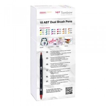 Estuche 18 rotuladores colores primarios dual brush