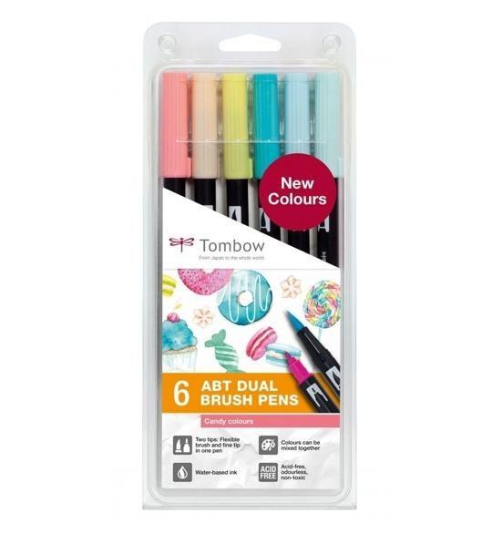 Estuche 6 rotuladores punta pincel color candy