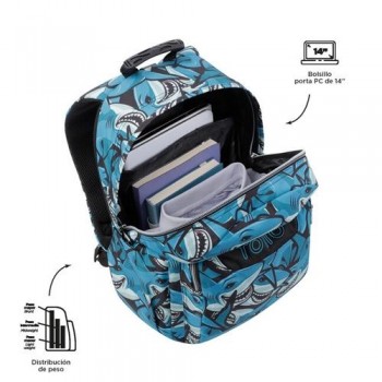 MOCHILA TOTTO ADAPTABLE TIBURONES 23 6JQ