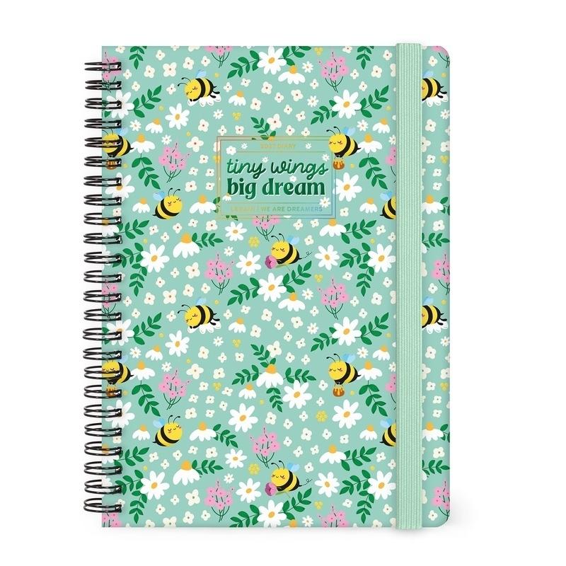 AGENDAS ANUALES LEGAMI ESPIRAL 12-MONTH DIARY 2027 - BEE - GREEN - LARGE - SEMANA VISTA SPIRAL BOUND 15X21