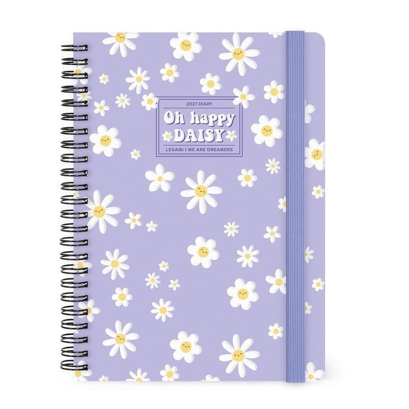 AGENDAS ANUALES LEGAMI ESPIRAL 12-MONTH DIARY 2027 - DAISY - LILAC - LARGE - SEMANA VISTA SPIRAL BOUND 15X21