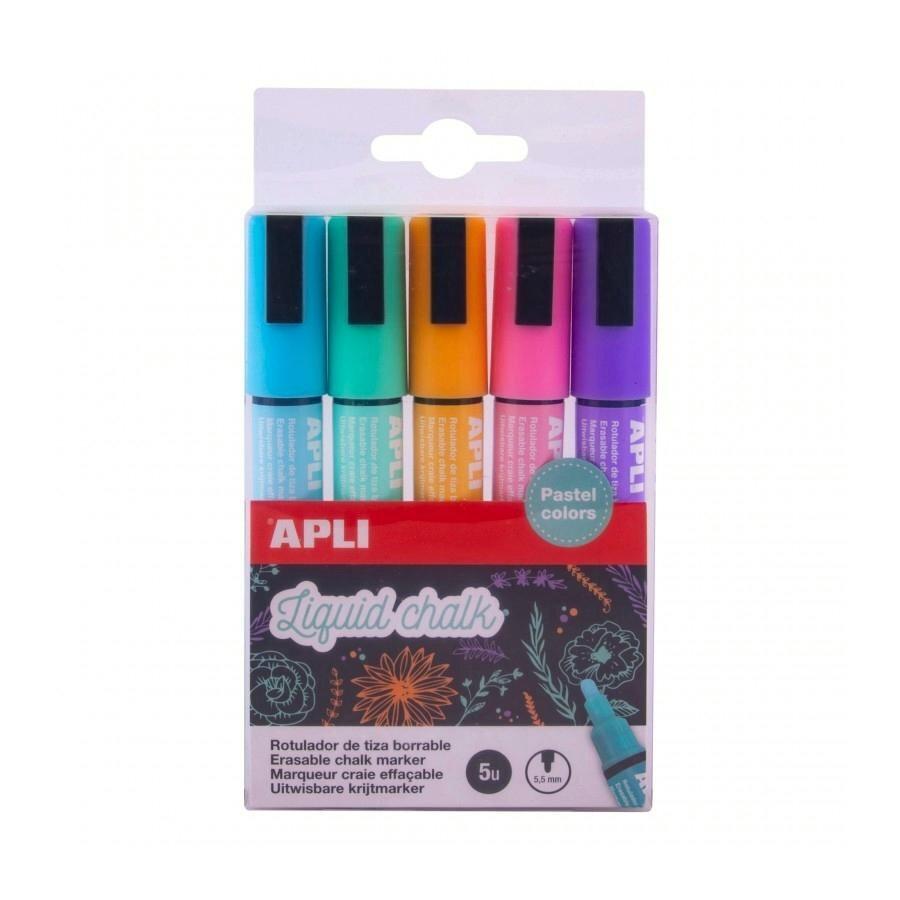 TIZA LIQUIDA LIQUID CHALK PASTEL PUNTA 5.5MM BLISTER 5U APLI