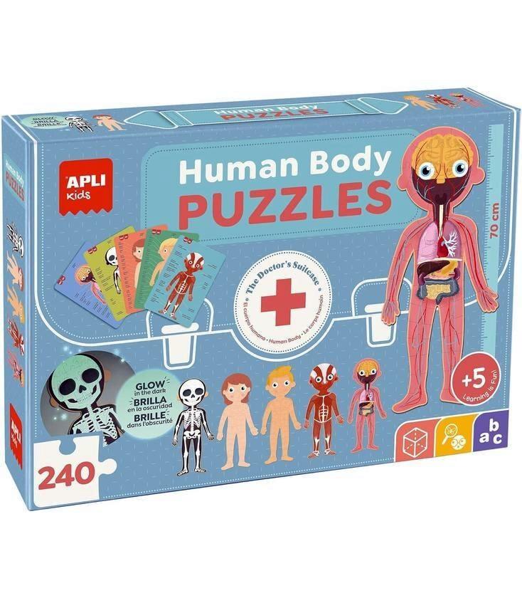 JUEGOS EDUCATIVOS APLI PUZZLE 240 PIEZAS GLOW IN THE DARK EL CUERPO HUMANO