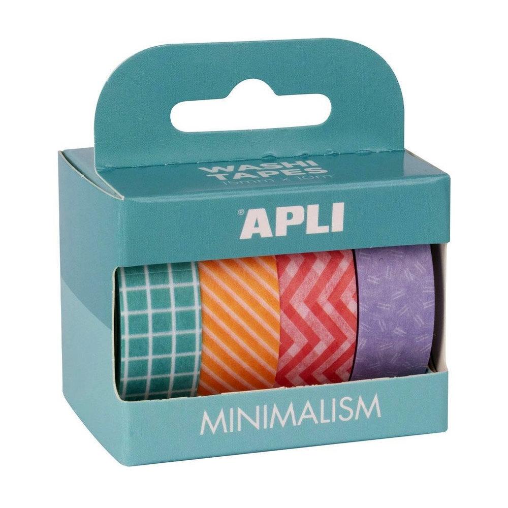 CINTA ADHESIVA WASHITAPE MINIMALISTA COLECCION PACK 4U