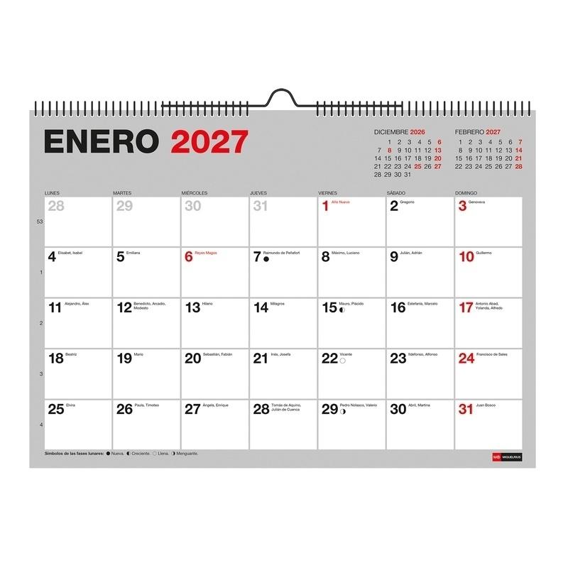 CALENDARIO PARED 2027 A4 P/ESCRIBIR BASIC