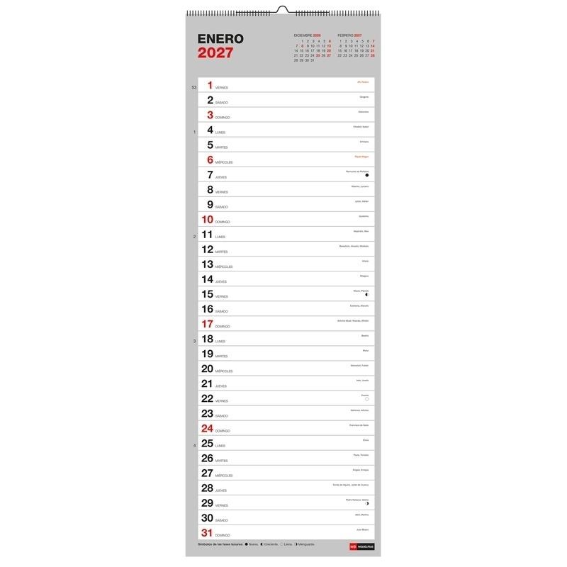 CALENDARIO PARED 2027 15,5X43 P/ESCRIB.BASIC