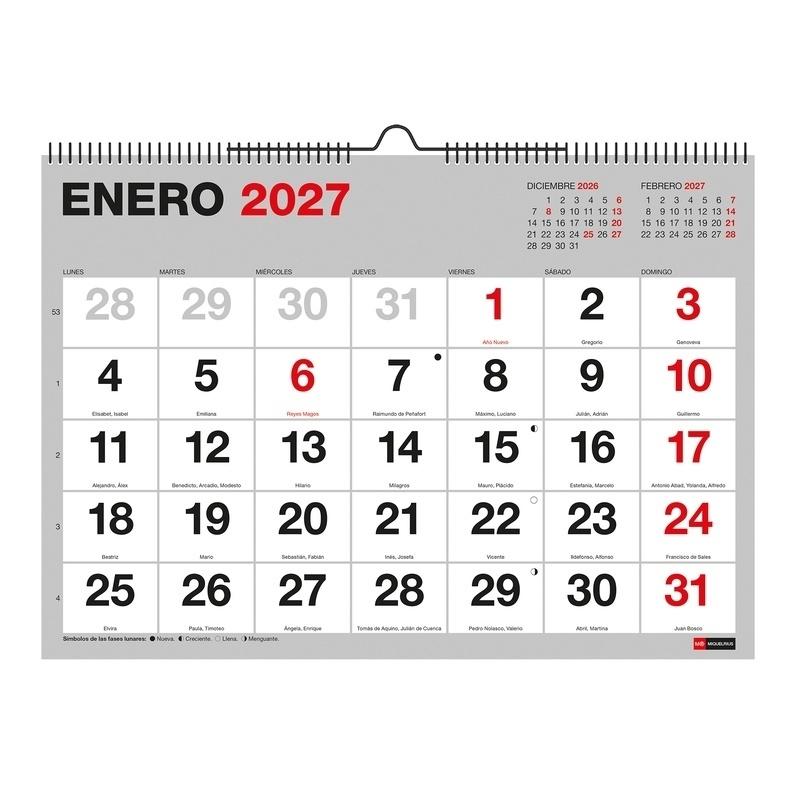 CALENDARIO PARED 2027 A4 NUM.GDS BASIC