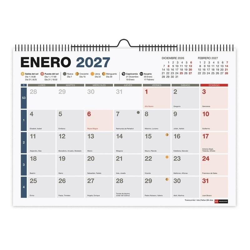 CALENDARIO PARED 2027 A4 COMPLETO