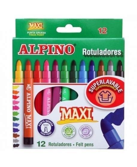 ROTULADORES GRUESOS ALPINO MAXI CAJA DE 12 UNIDADES