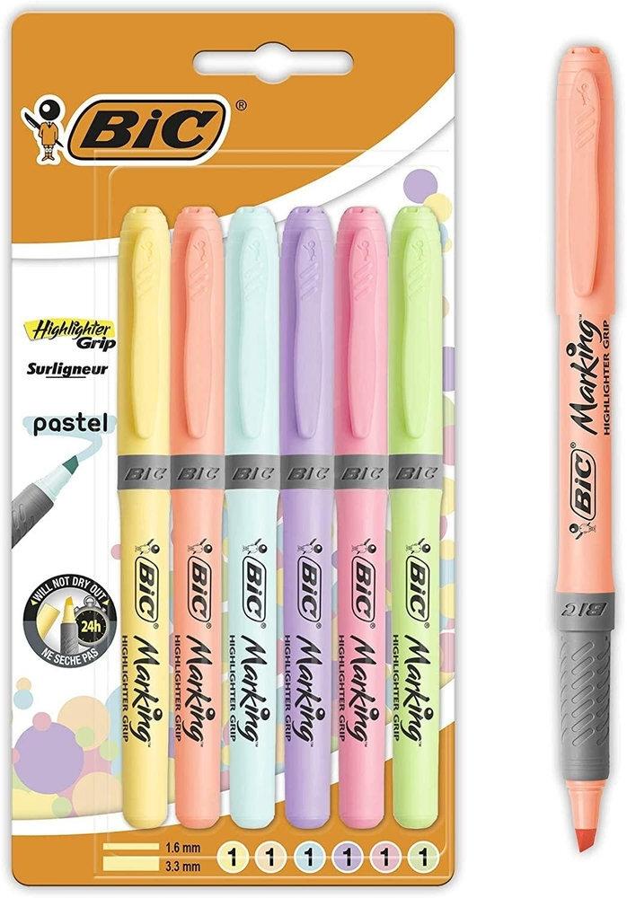 MARCADORES FLUORESCENTES BIC ESTUCHE 6 UNIDADES COLORES PASTEL