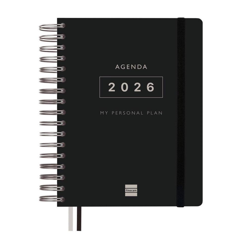 Agenda 2026 Finocam Semaine Sur 2 Pages A5 - Couverture Souple, élastique, Signet, Présentation Verticale