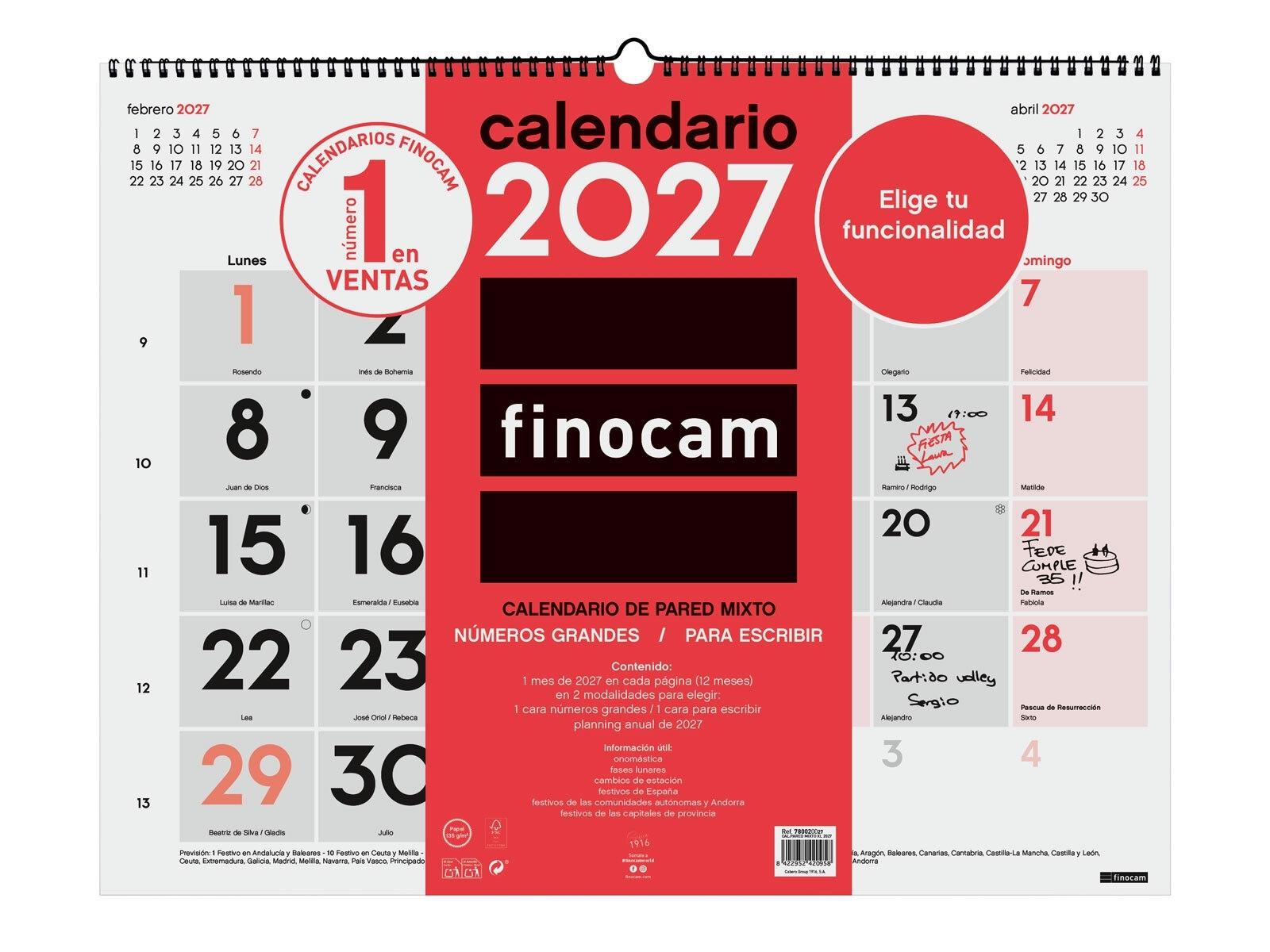 CALENDARIO PARED FINOCAM MIXTO XL 2027