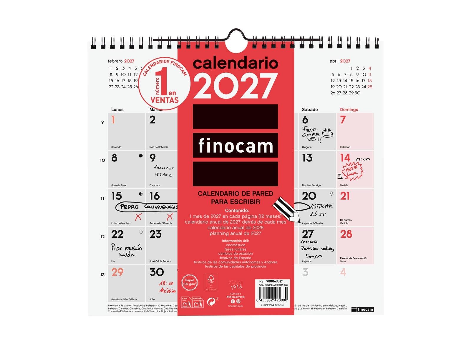 CALENDARIO PARED 2027 FINOCAM ESCRIBIR M (265x245)