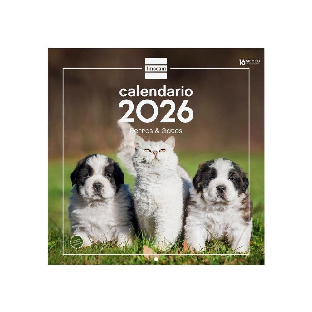 CALENDARIO PARED FINOCAM 2026 30X30 PERROS Y GATOS