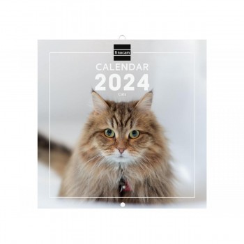 CALENDARIO PARED 2024 FINOCAM 18X18 CATS INTL+