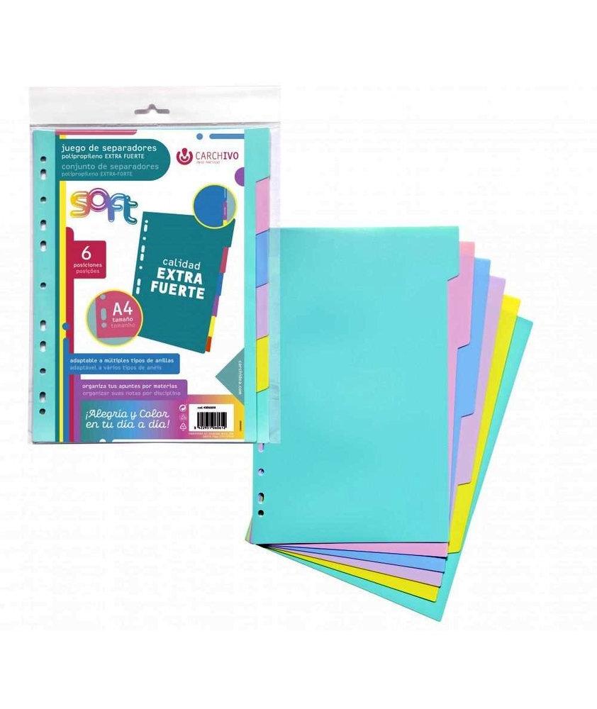 JUEGO 6 SEPARADORES A-4 PP SOFT QARCHIVO