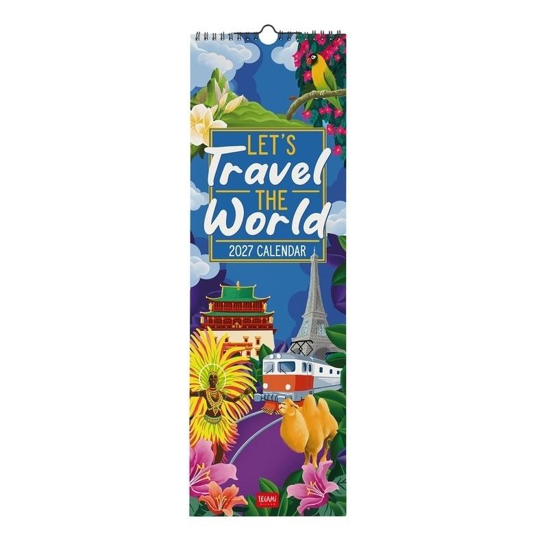 CALENDARIO PARED LEGAMI 2027 - AROUND THE WORLD - LET'S TRAVEL THE WORLD - 16X49 16X49