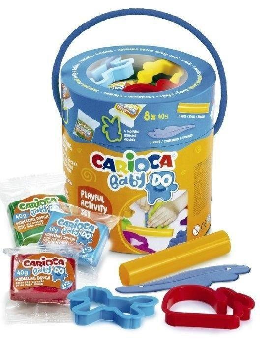 CUBO CON PASTA DE MODELAR CARIOCA BABY + MOLDES +12 MESES