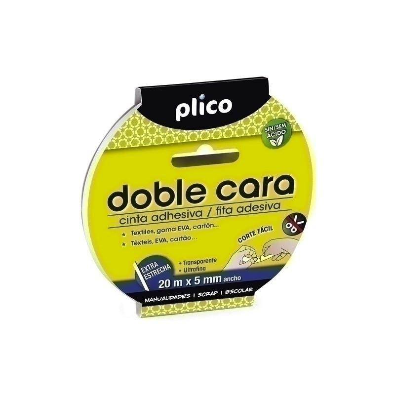 CINTA ADHESIVA DOBLE CARA PLICO 5 MM x 20 MTS