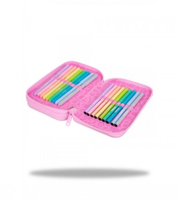 ESTUCHE PLUMIER DOS PISOS PASTEL POWDER PINK