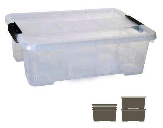 CAJA DE ALMACENAJE CON TAPA 10L  APILABLE Y ENCAJABLE