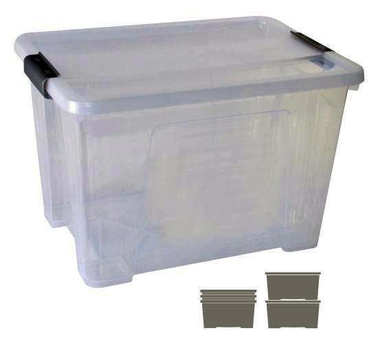 CAJA DE ALMACENAJE CON TAPA 20L  APILABLE Y ENCAJABLE
