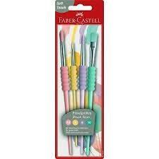 BLISTER 4 PINCELES CON ZONA DE AGARRE SURTIDOS COLORES PASTEL FABER CASTELL