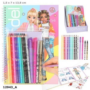 LIBRO DE COLOREAR CON SET DE COLORES TOPMODEL