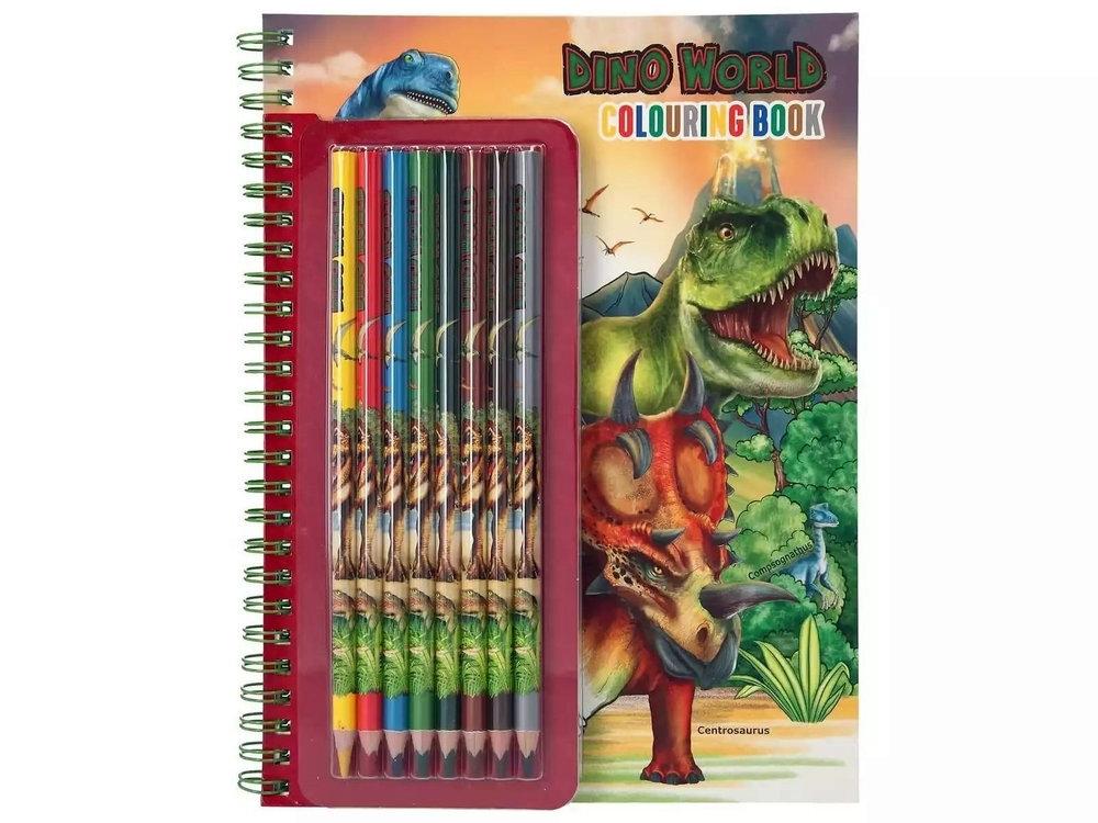 LIBRO DE COLOREAR CON LÁPICES DE COLORES DINO WORLD
