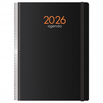 AGENDAS ANUALES 2026 SYNCRO NEGRO DÍA PÁGINA ESPIRAL 21 x 29