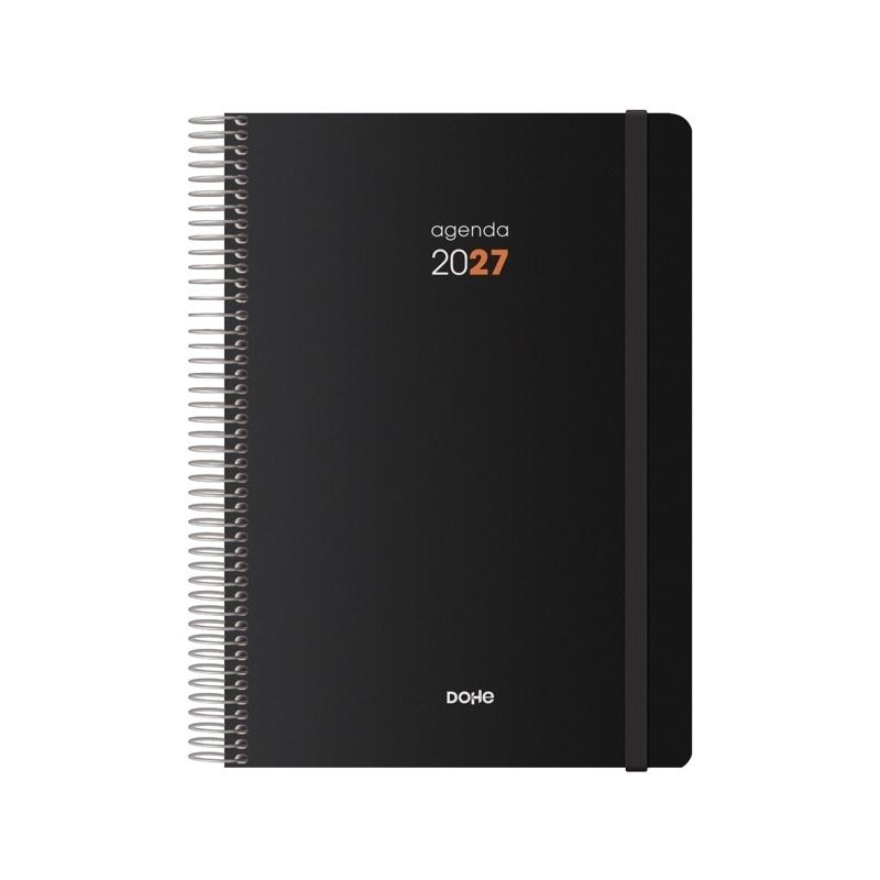 AGENDA ANUAL DOHE 2027 SYNCRO  SEMANA VISTA ESPIRAL 15 x 21 NEGRO