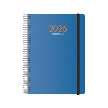 AGENDAS ANUALES 2026 SYNCRO AZUL DÍA PÁGINA ESPIRAL 15 x 21